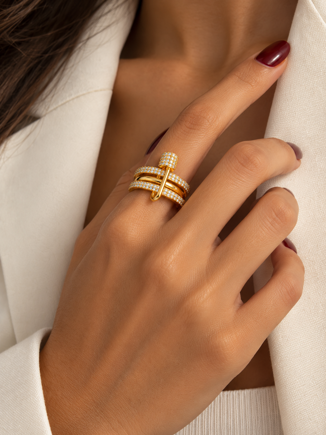 Pavé Hook Statement Ring