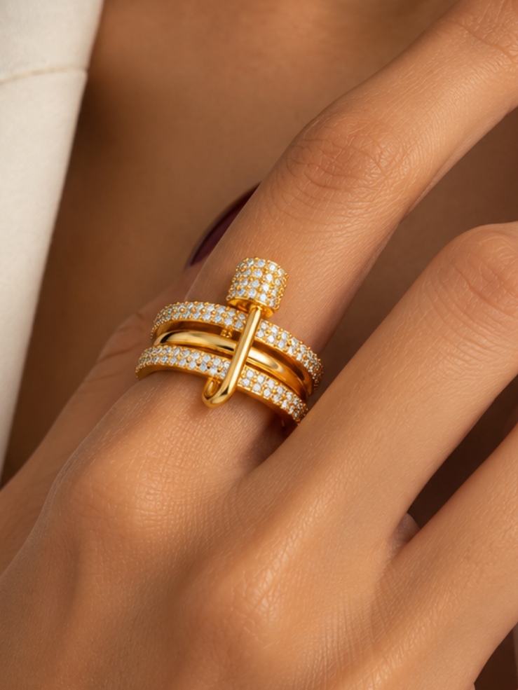 Pavé Hook Statement Ring