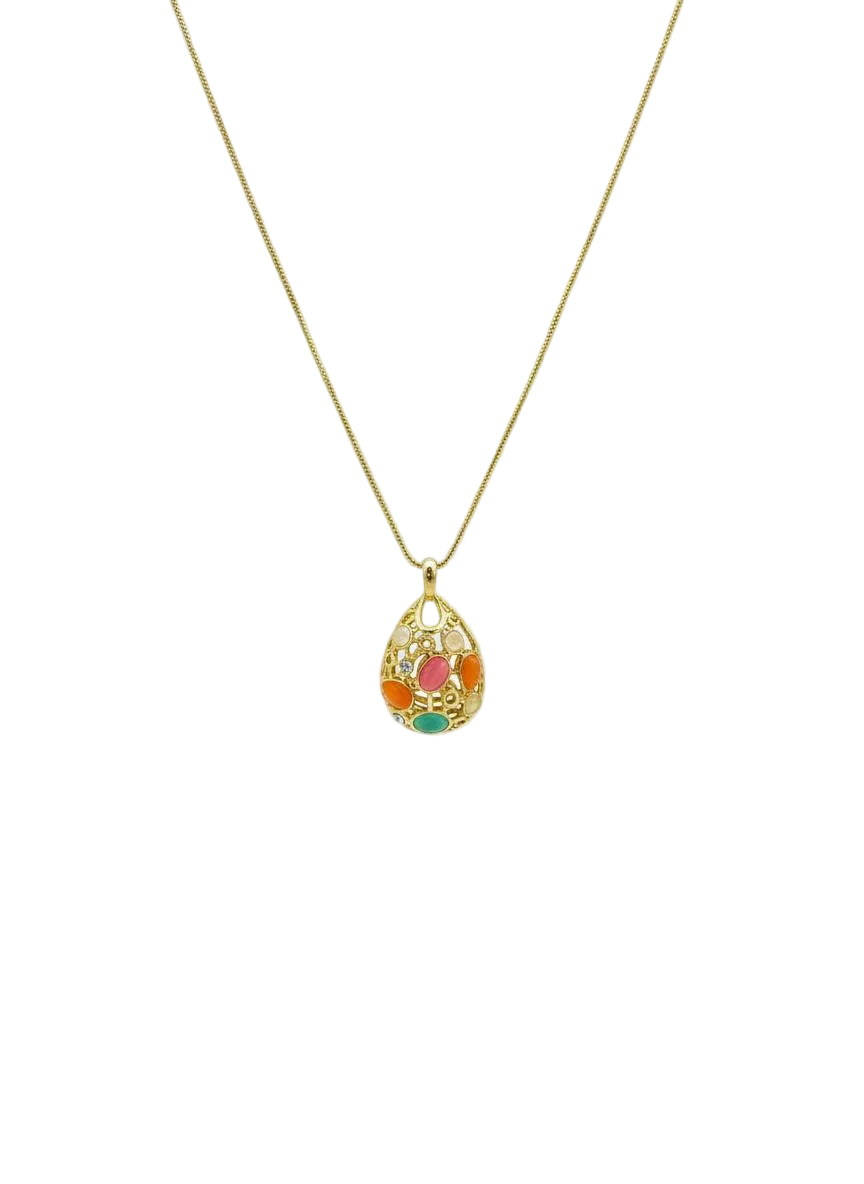 Multi-color Teardrop Mosaic Necklace