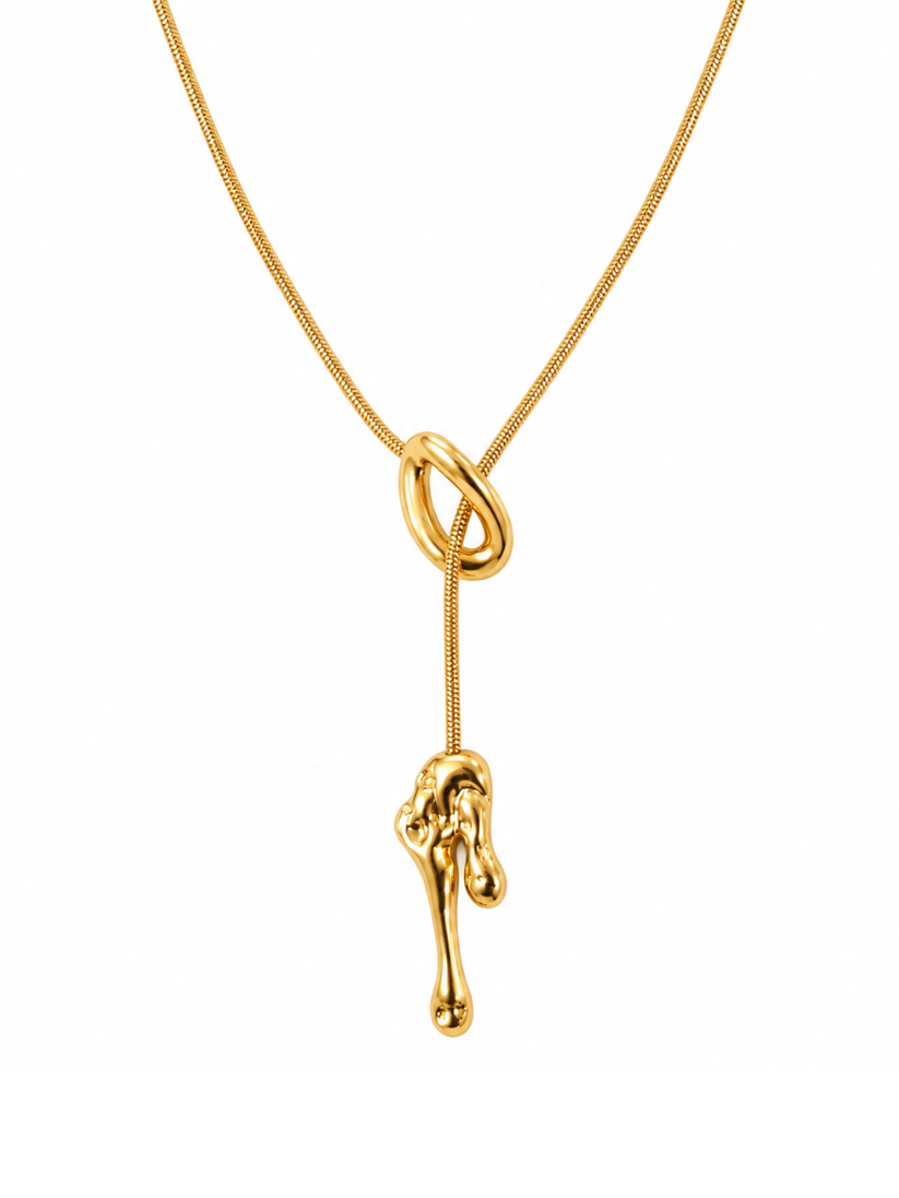 Molten Gold Lariat Necklace