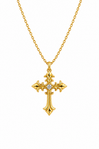 Ornate Gold Cross Pendant Necklace