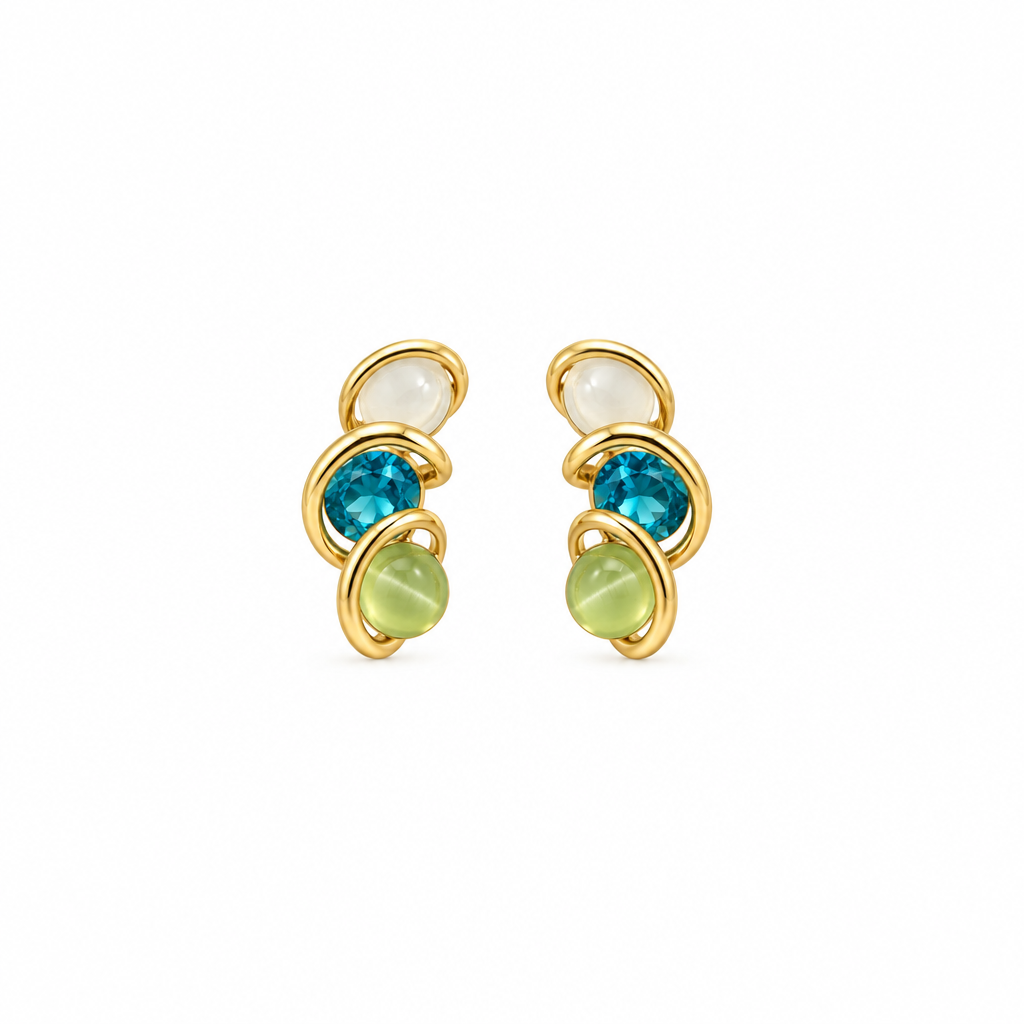 Tricolour Gemstone Earrings