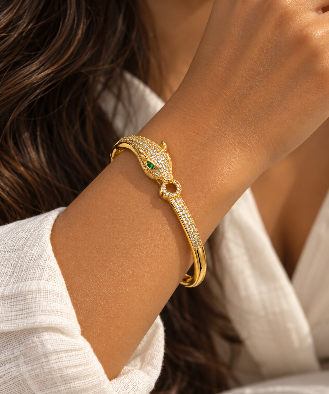 Emerald Pavé Snake Kada