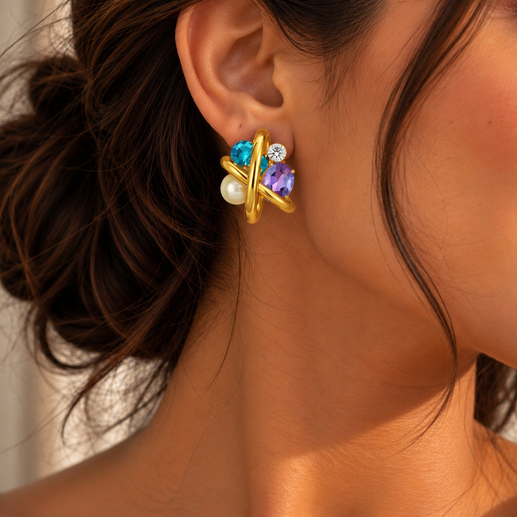 Pastel Gemstone Statement Earrings