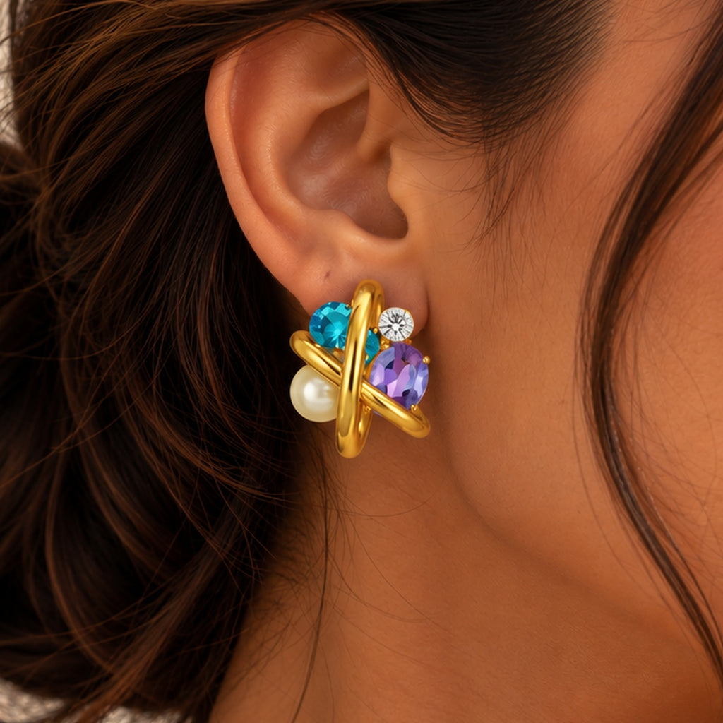 Pastel Gemstone Statement Earrings