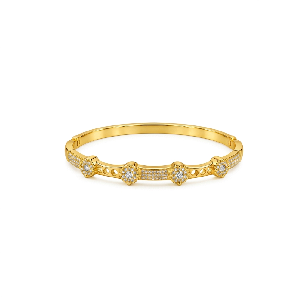Pavé Diamond Gold Bangle