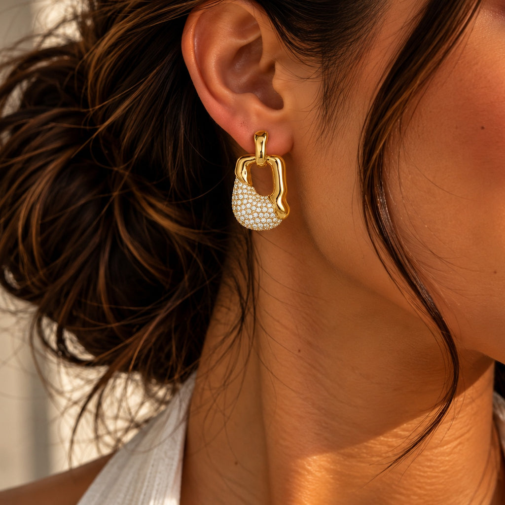 Pavé Sculpted Drop Earrings