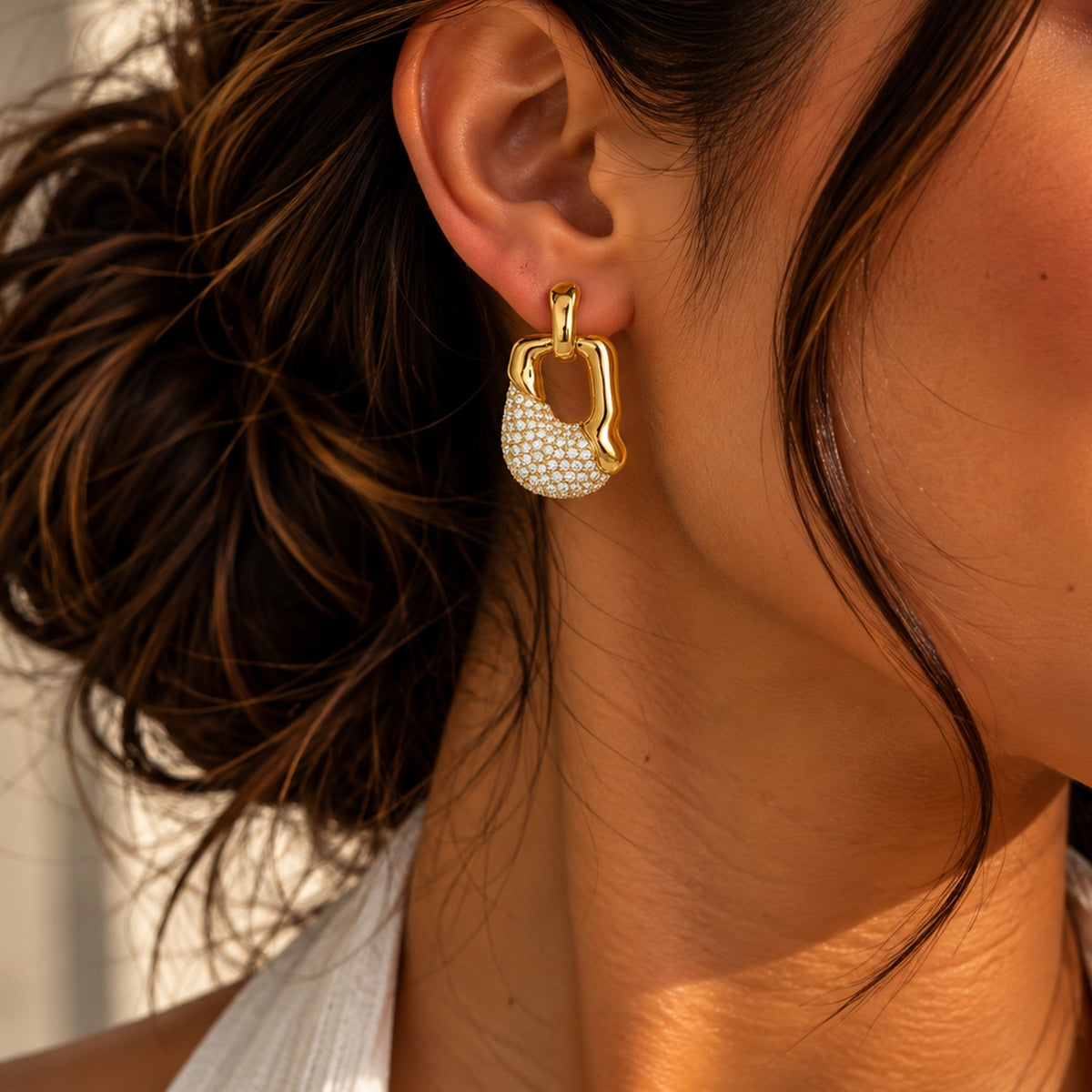 Pavé Sculpted Drop Earrings