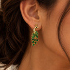 Emerald Peacock Statement Earrings