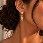 Pink Teddy Bear Crystal Earrings
