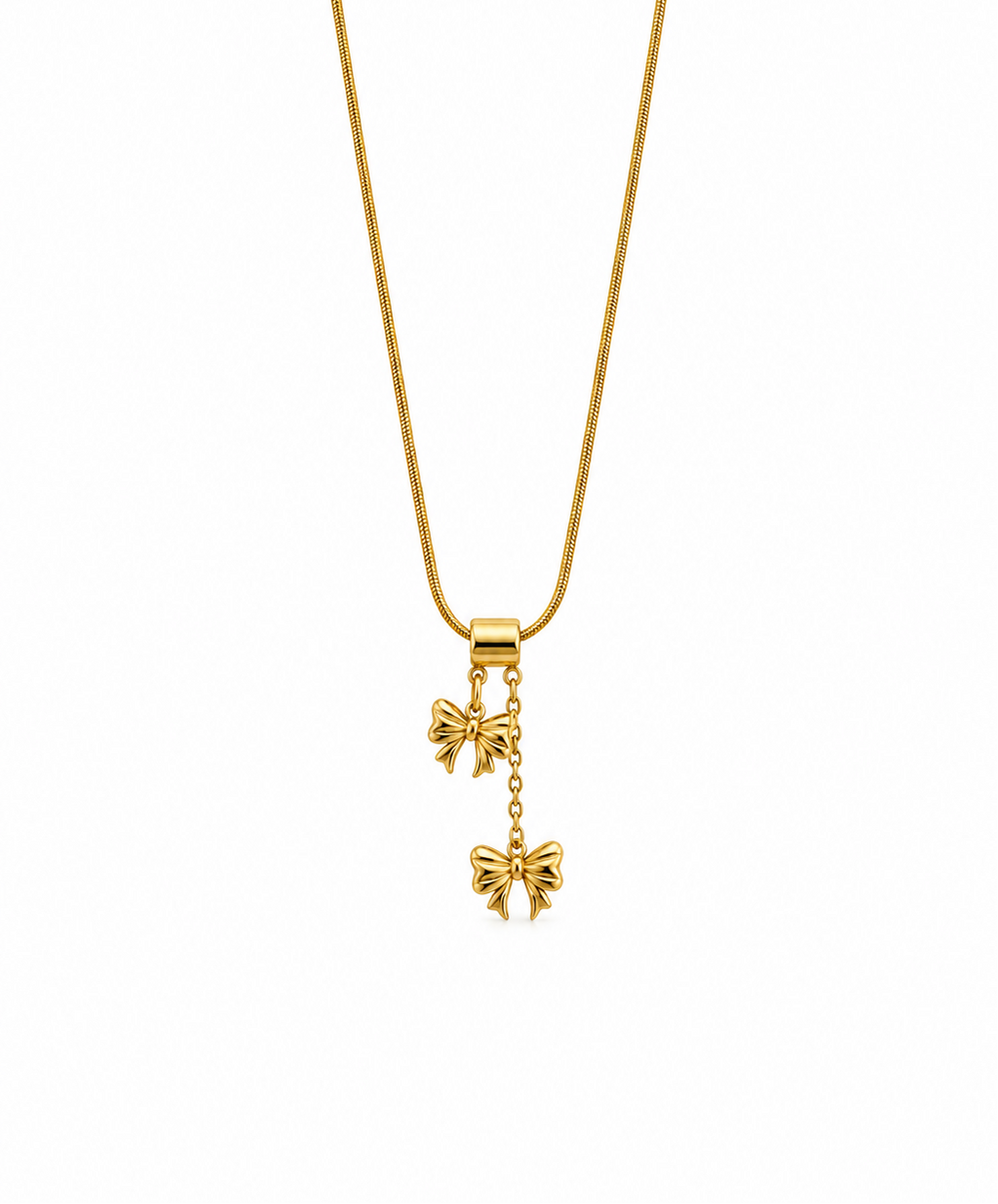 Golden Bow Charm Necklace