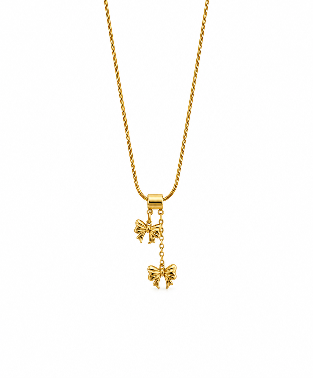 Golden Bow Charm Necklace