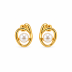 Gold Swirl Pearl Earrings