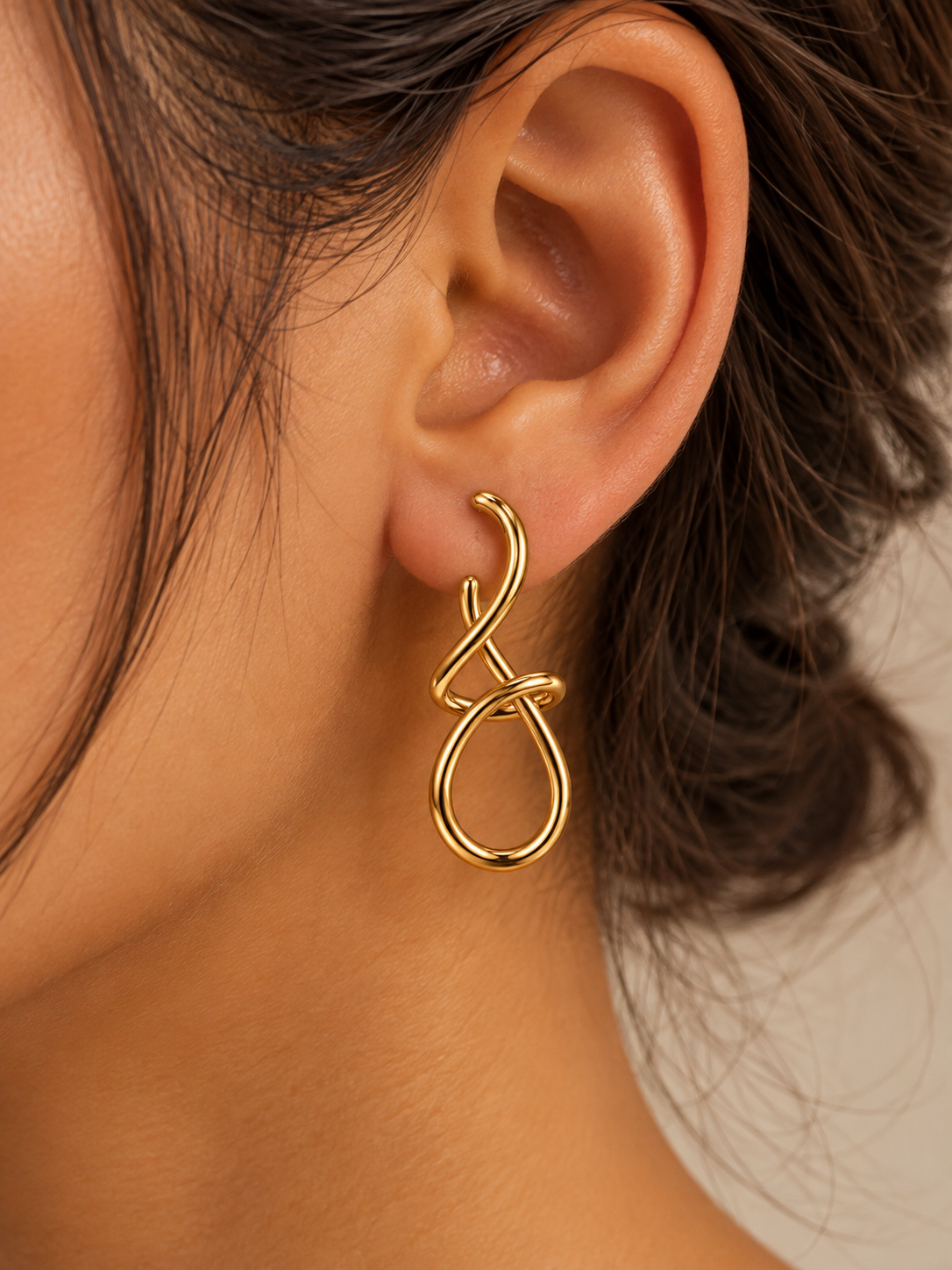 Gold Twisted Loop Earrings