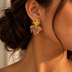 Rainbow Bird Statement Earrings