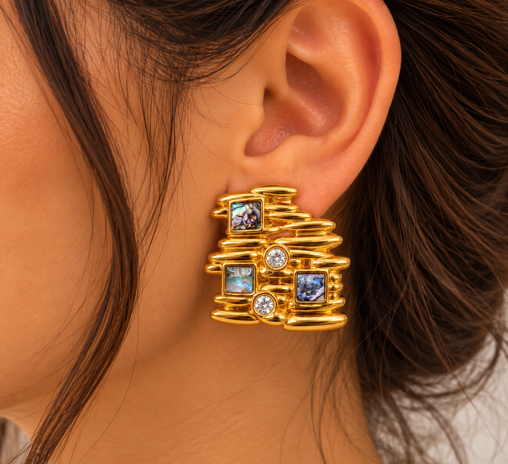 Sculpted Inlay Earrings