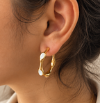 Pearl Sculpted Gold Earrings