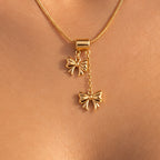 Golden Bow Charm Necklace