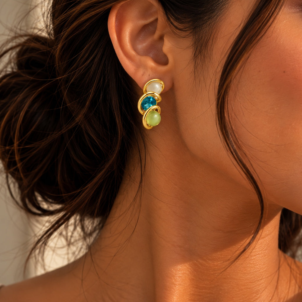 Tricolour Gemstone Earrings