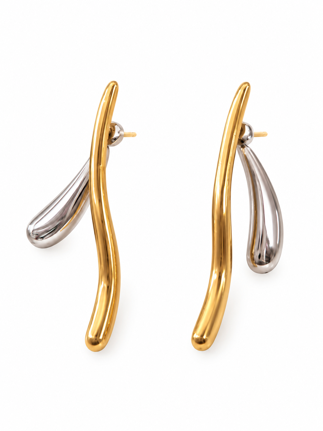 Two Tone Drop Earrings (2-in-1)