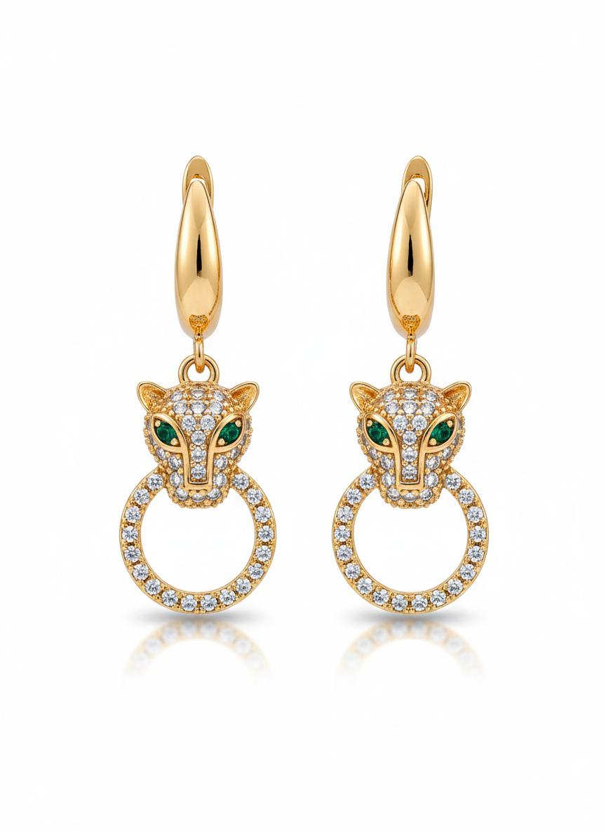 Golden Leopard Hoops