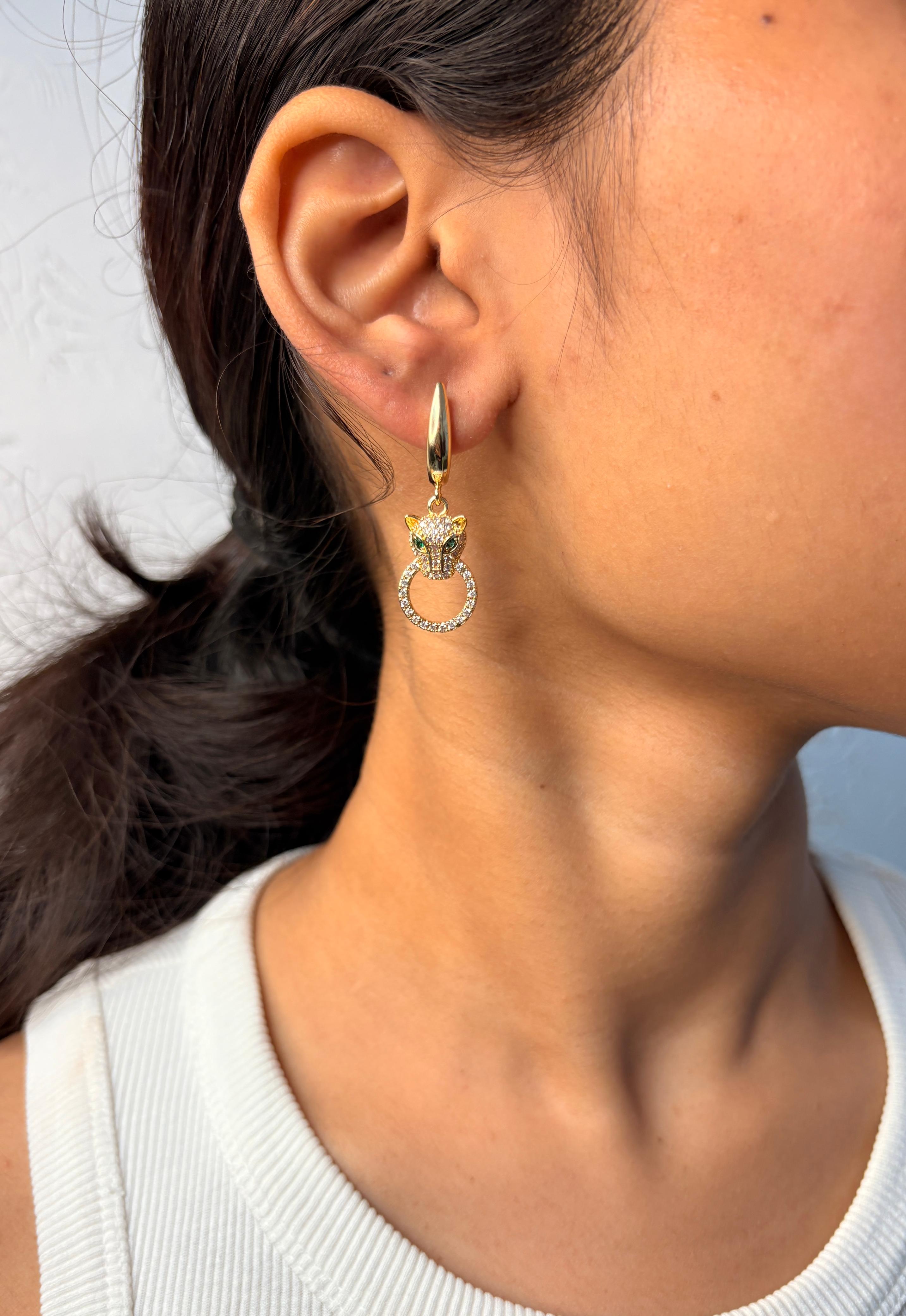 Golden Leopard Hoops