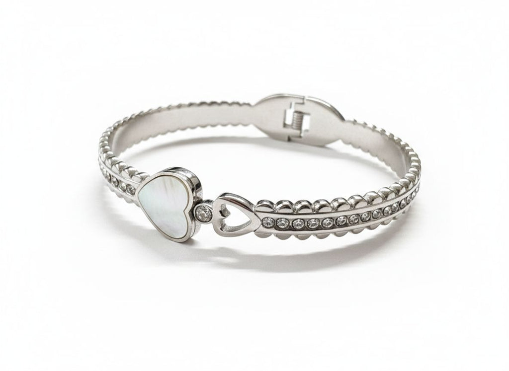 Luxe Pearl & Heart Bangle