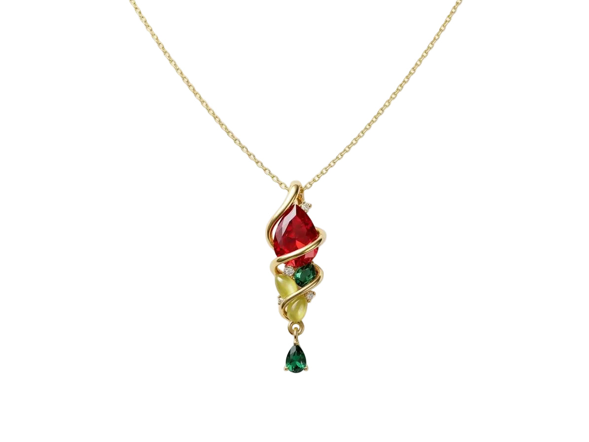 Crimson & Emerald Vine Pendant