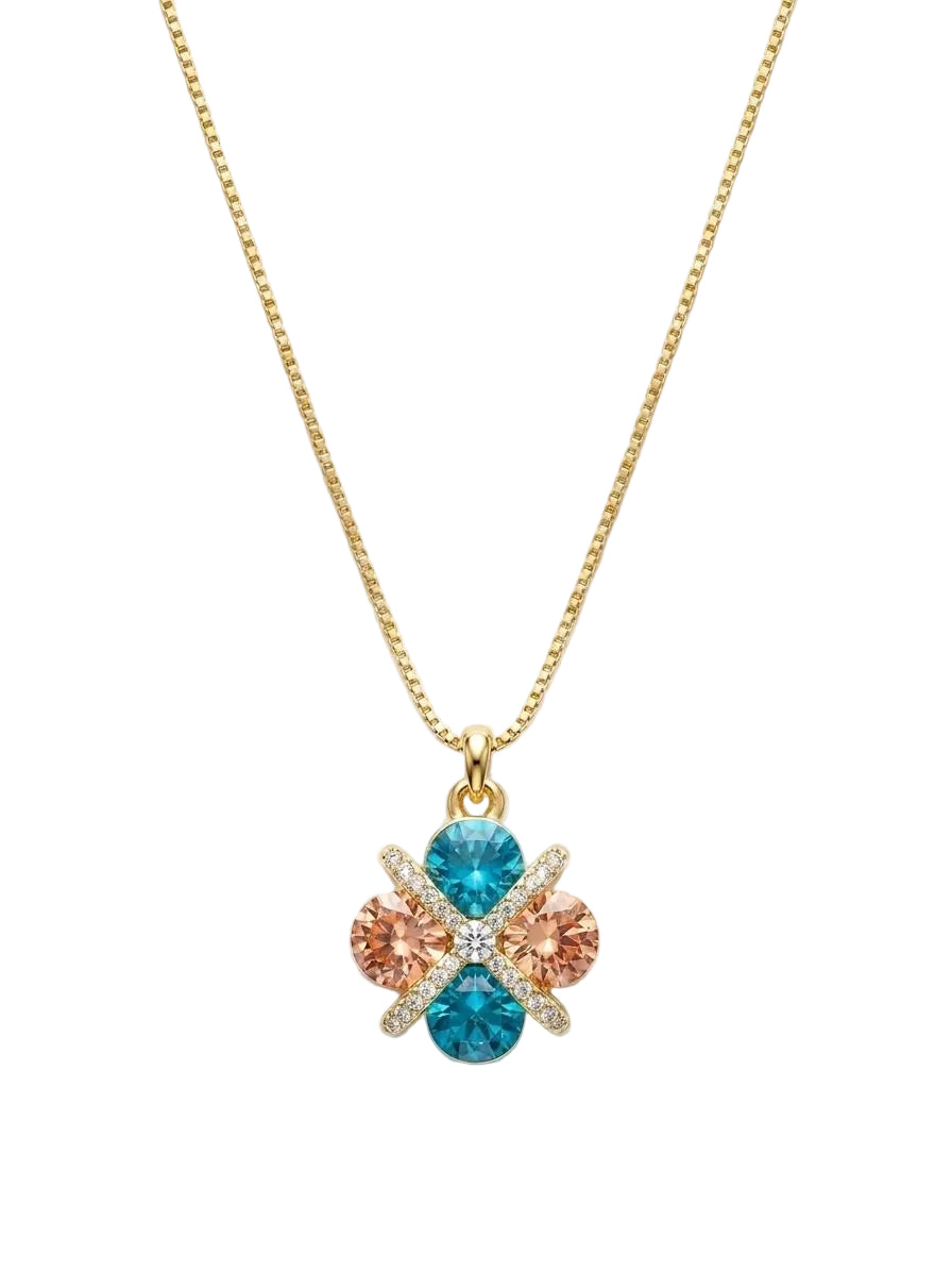 Champagne Cross-Floral Pendant