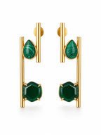 Emerald Geometry Drop Earrings