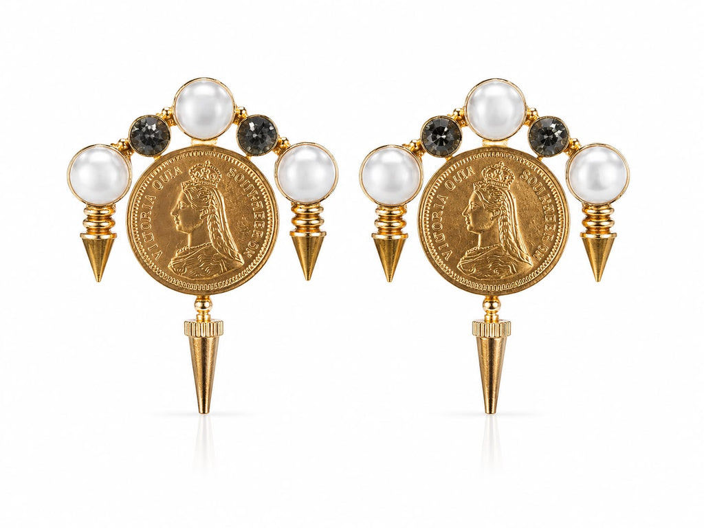 Victoria Pearl Coin Earrings