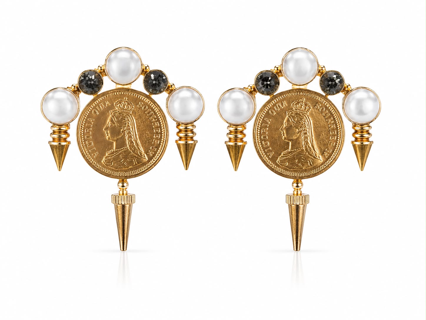 Victoria Pearl Coin Earrings