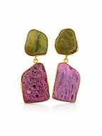 Olive & Berry Raw Stone Earrings