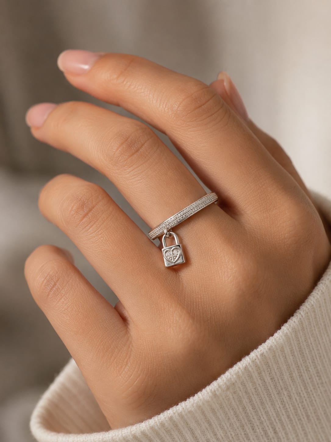 Silver Lock Charm