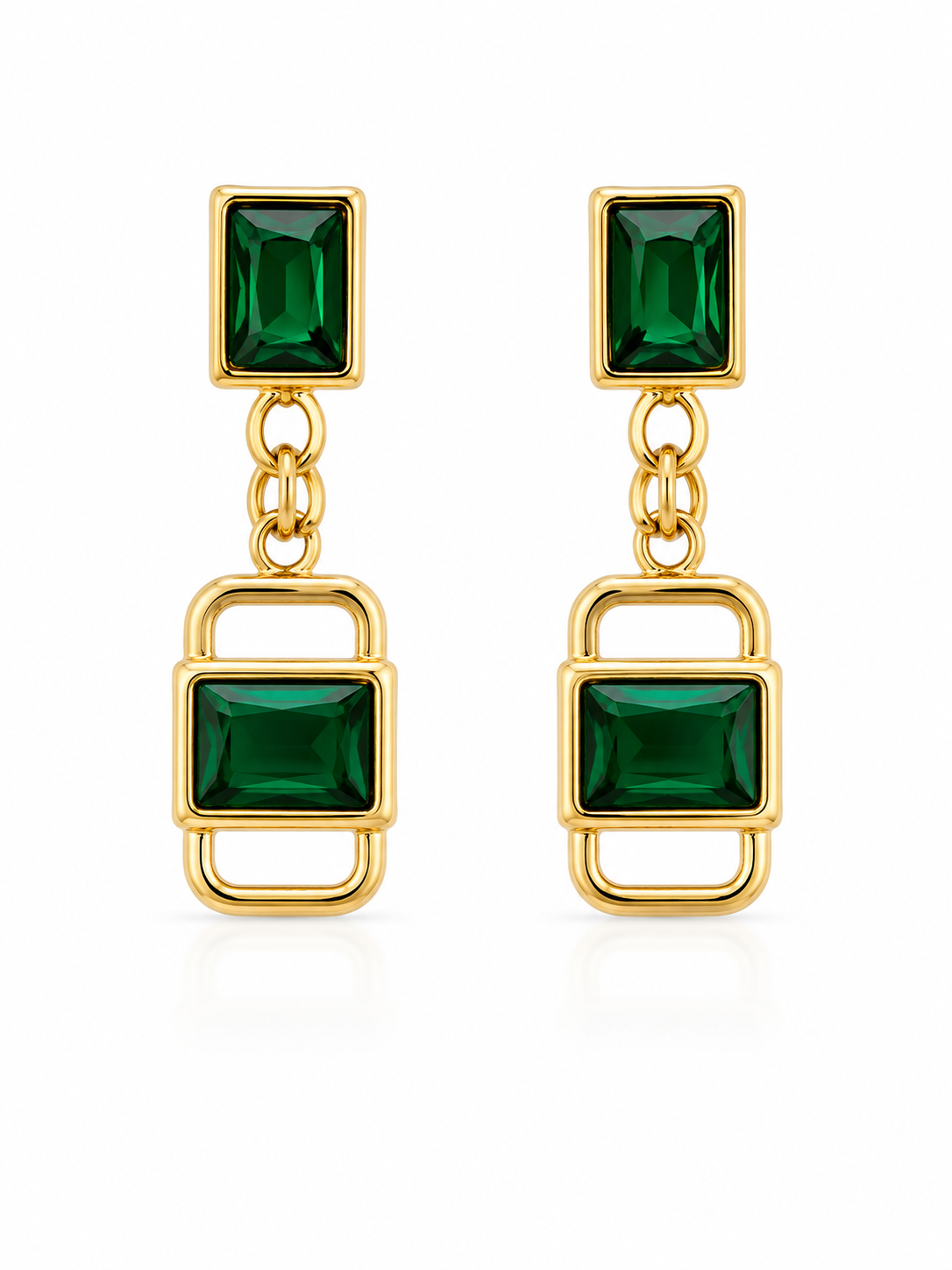 Emerald Luxe Link Earrings