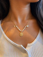 Daisy Pearl Charm Necklace