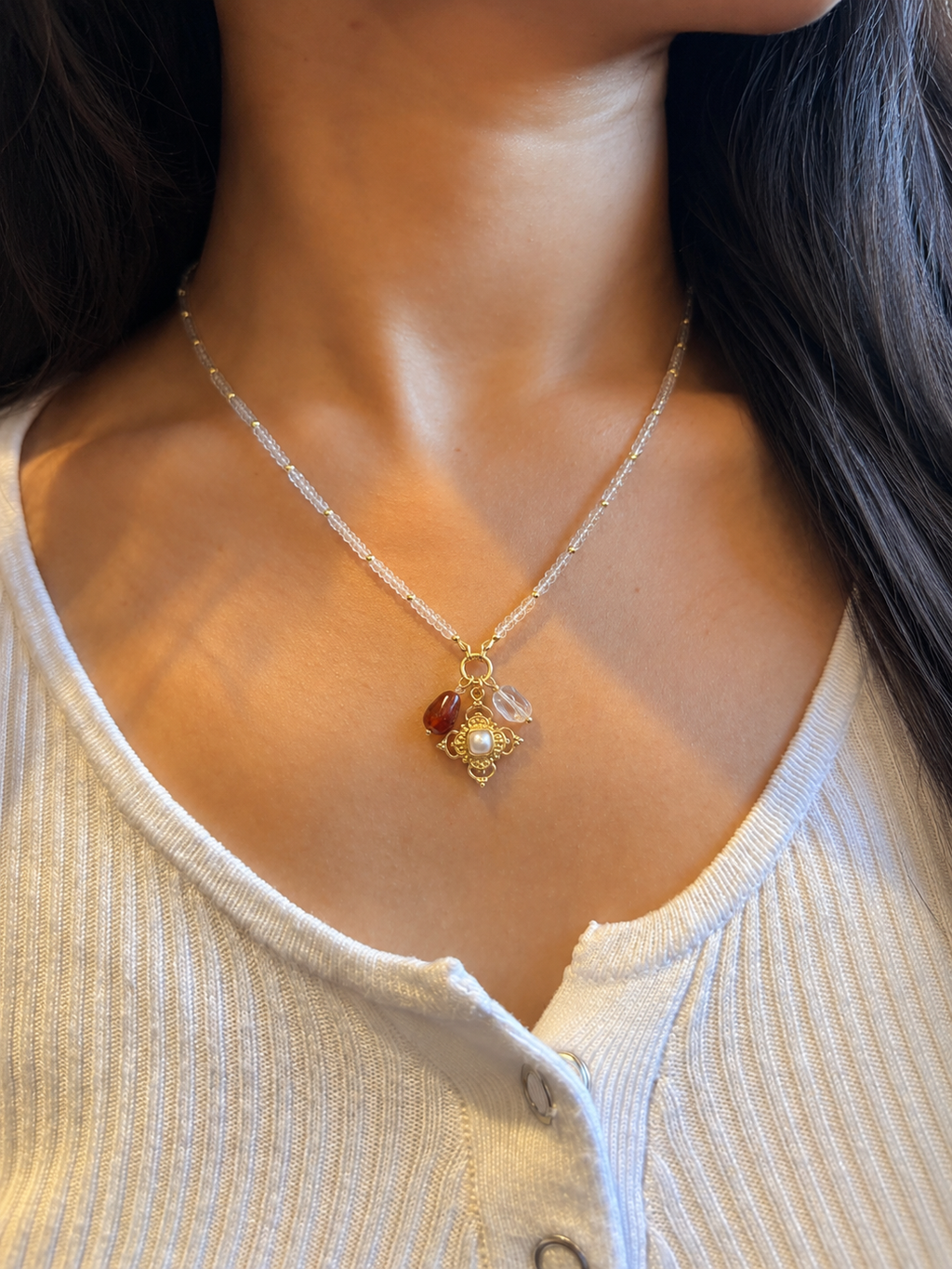 Celeste Pearl Charm Necklace