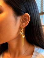Golden Pearl Cascade Earrings