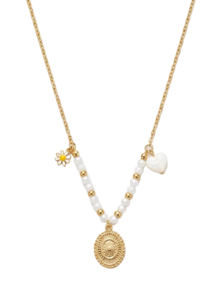 Daisy Pearl Charm Necklace