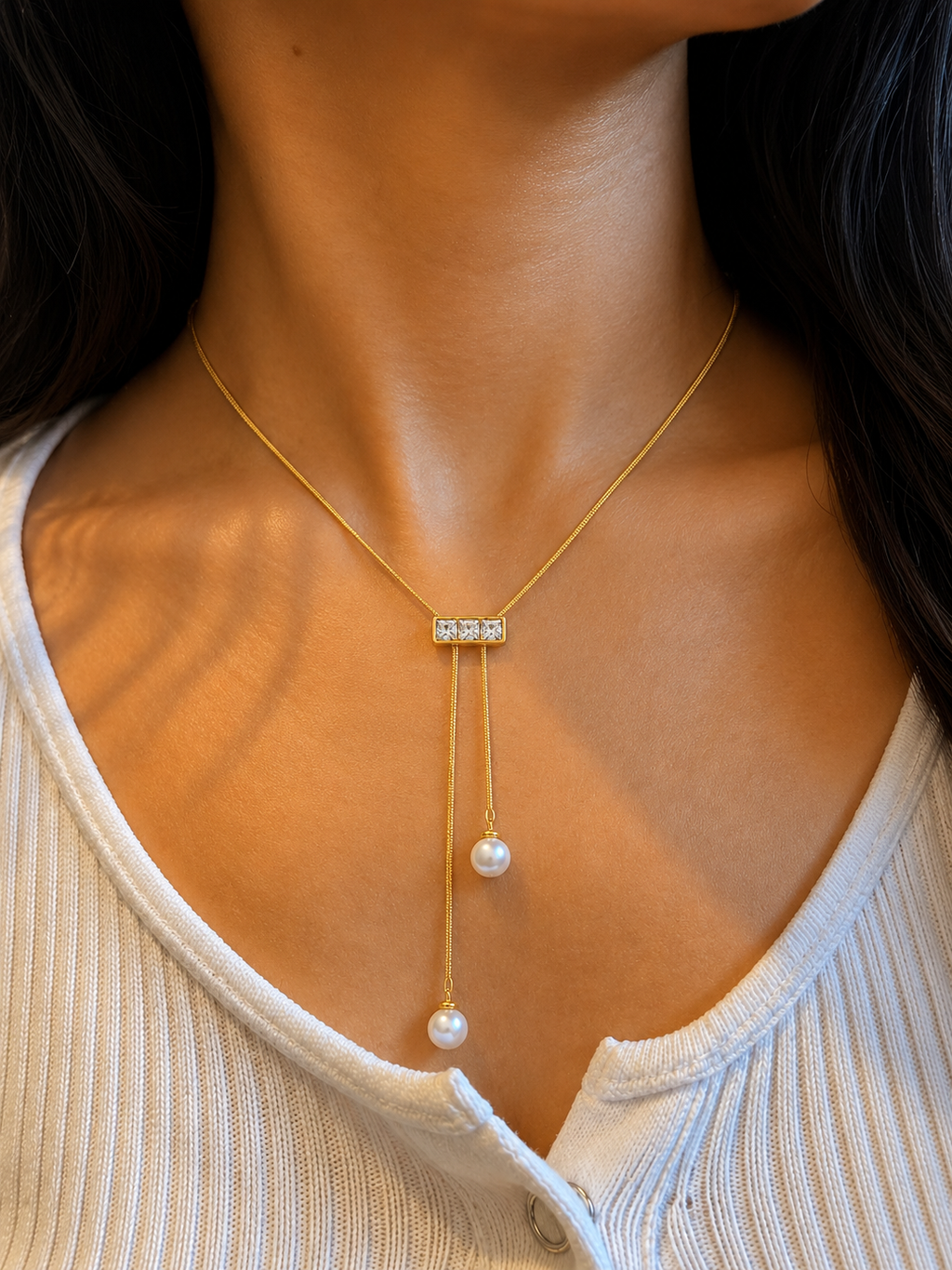 The Linear Pearl Slide Necklace