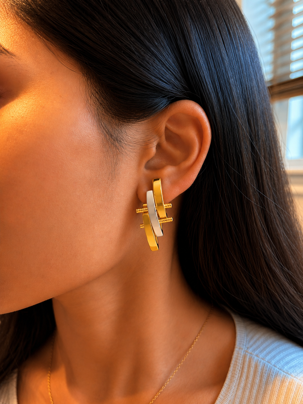 Dual Tone Edge Earring