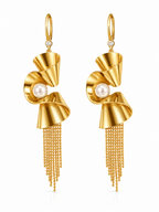 Golden Pearl Cascade Earrings