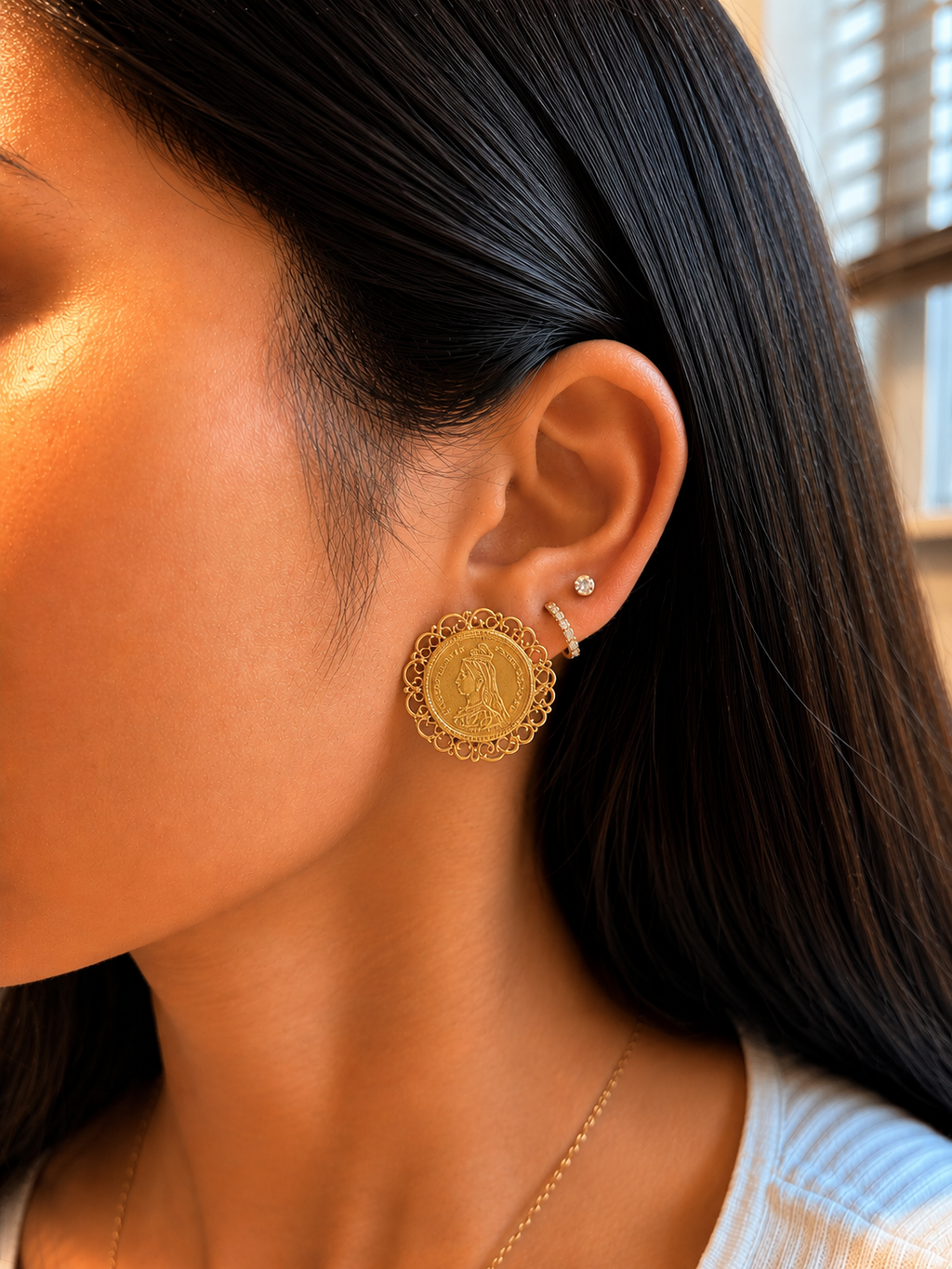 Vintage Victoria Coin Studs