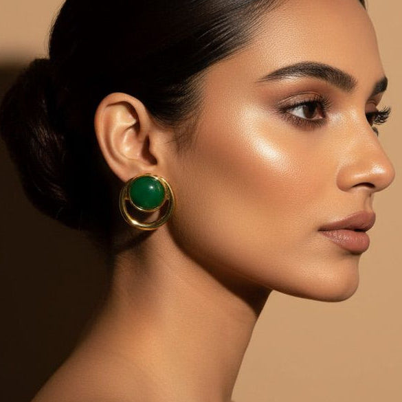 Green Stone Round Studs