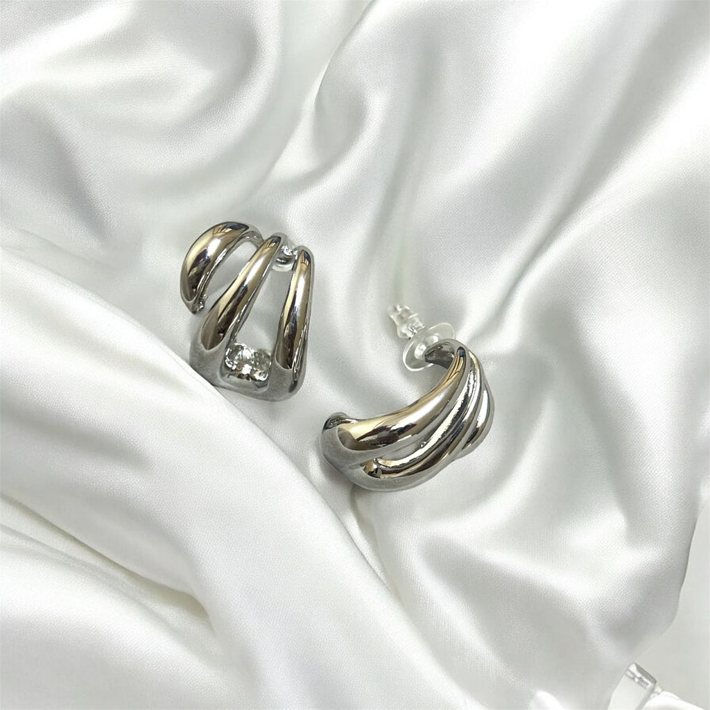 Chunky Silver Twist Hoops