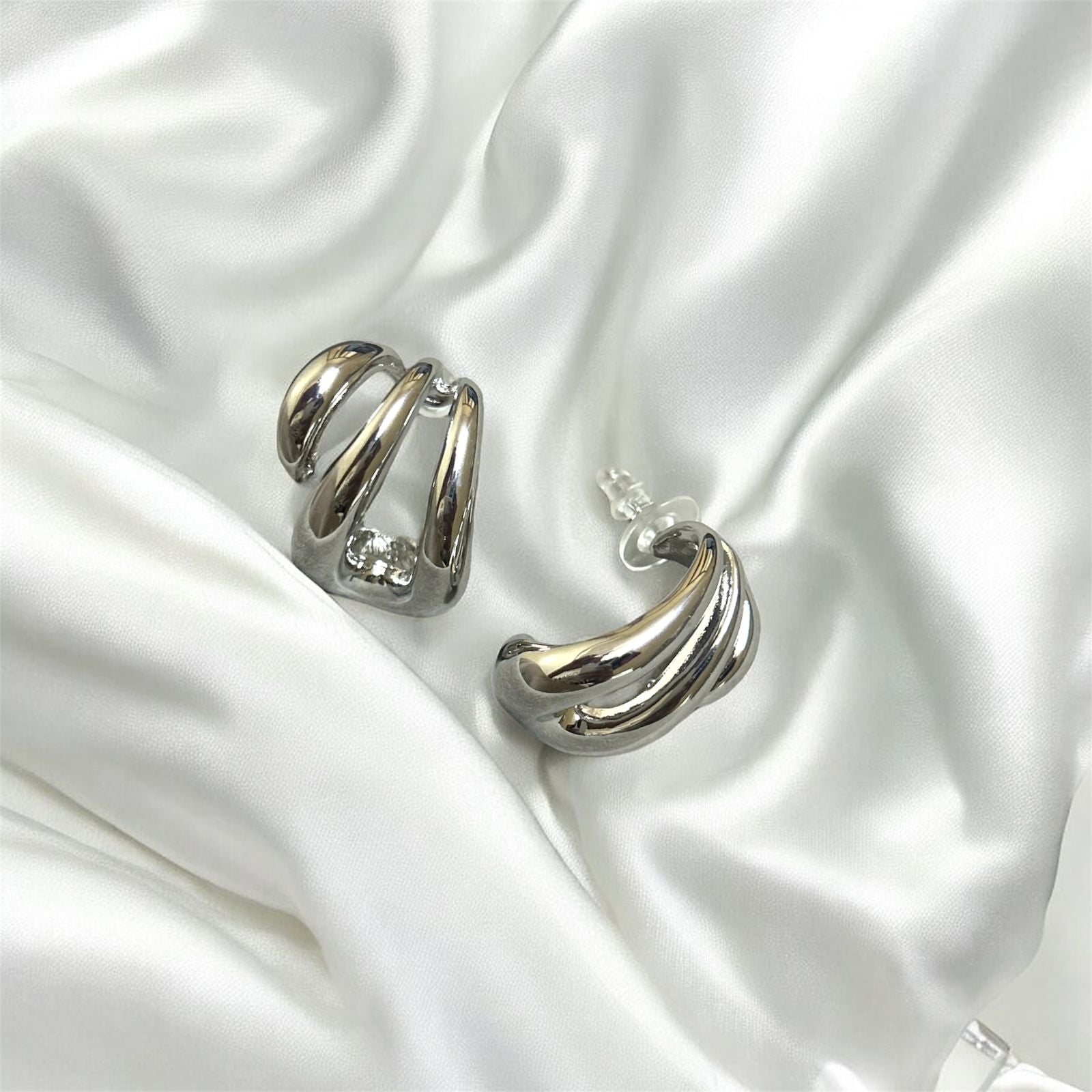 Chunky Silver Twist Hoops