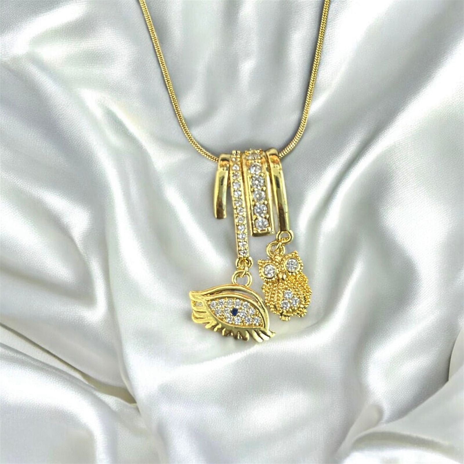 Guardian Owl & Evil Eye Protection Charm Necklace