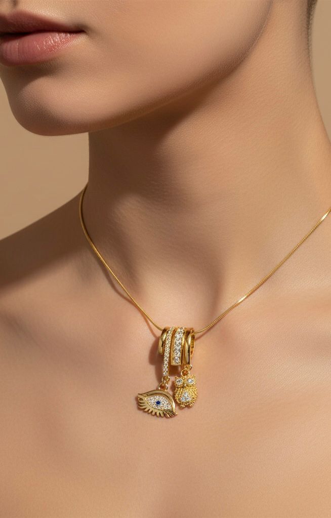 Guardian Owl & Evil Eye Protection Charm Necklace