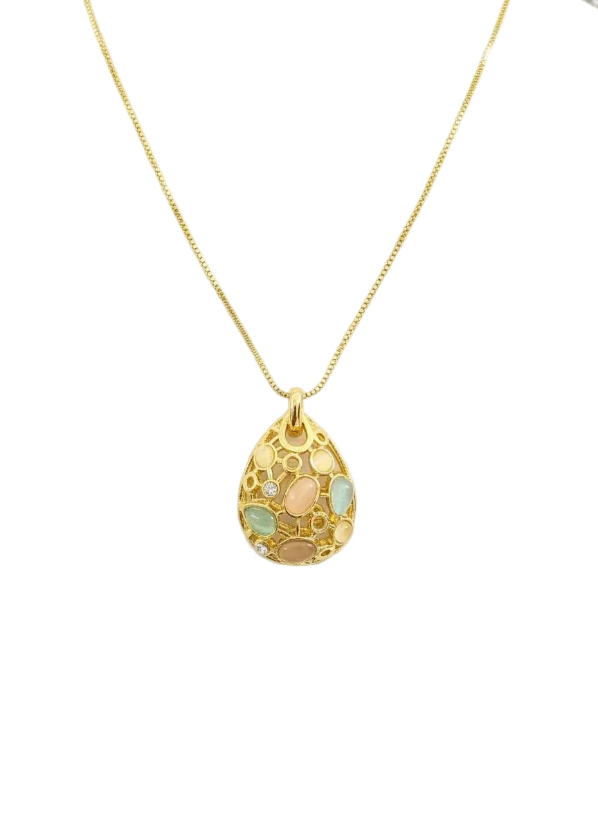 Pastel Mosaic Teardrop Necklace