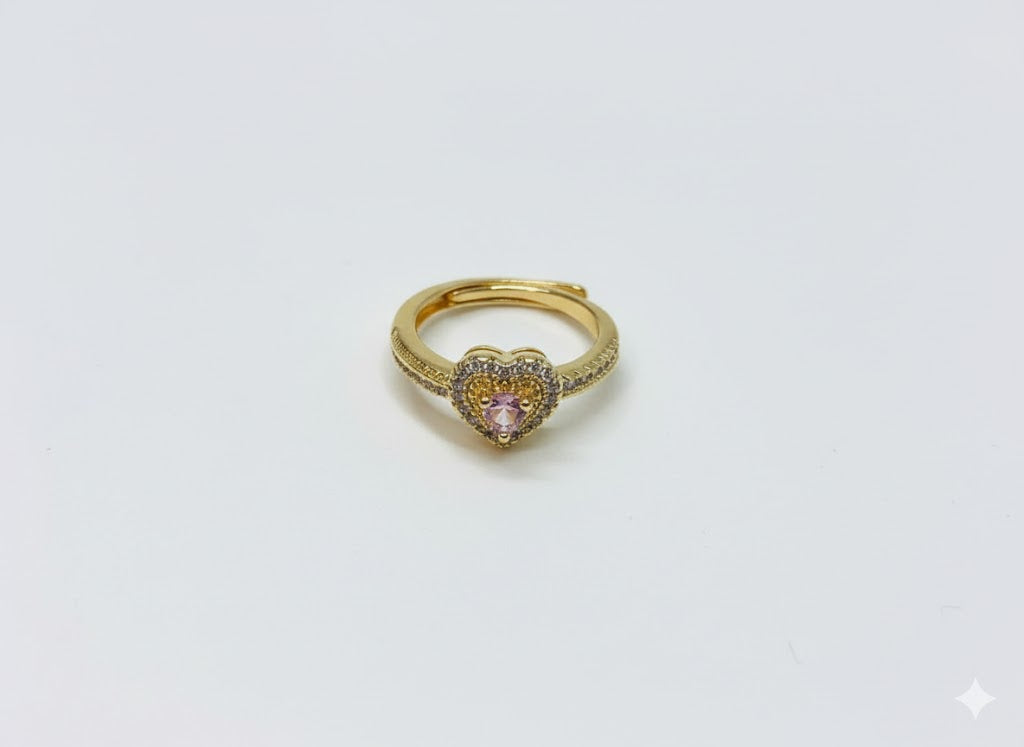 "Promise Me" Heart Pave Adjustable Ring.
